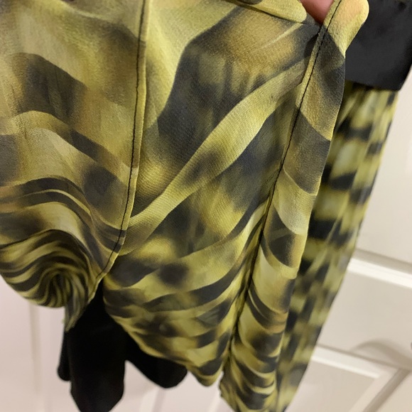 Calvin Klein New With Tags Green Black Dress Black Attached Slip Sz 8 - Picture 7 of 7